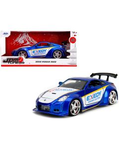 2003 Nissan 350Z Diecast Model Car - Exedy Racing Clutch, JDM Tuners, 1/24 Scale, Candy Blue & White