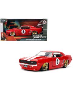1969 Chevrolet Camaro Diecast Model Car Red White Stripes Fast & Furious 1/24 Jada