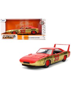 1969 Dodge Charger Daytona #33 Diecast Model Car 1/24 Bigtime Muscle Red Gold Metallic