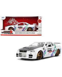 2002 Nissan Skyline GT-R R34 HKS Power White Carbon Hood JDM Tuners 1/24 Diecast Model Car