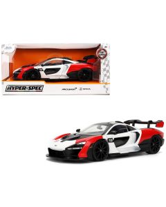 2023 McLaren Senna Red & White Diecast Model Car 1/24 Carbon Hood HyperSpec by Jada
