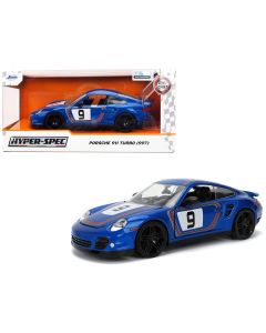 2007 Porsche 911 Turbo (997) Diecast Model Car Blue Metallic Stripes 1/24 Jada