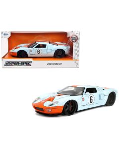 2005 Ford GT #6 Gulf Oil Light Blue Orange Stripes 1/24 Diecast Model Car Jada