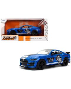 2020 Ford Mustang Shelby GT500 #65 Diecast Model Car Blue Black Top White Stripes 1/24 Jada
