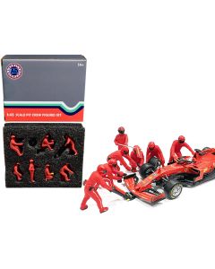 2023 Formula One F1 Pit Crew 7 Figurine Set Team Red for 1/43 Scale Models