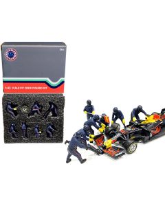 2023 Formula One F1 Pit Crew 7 Figurine Set Team Blue for 1/43 Scale Models