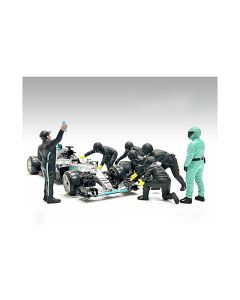 1/43 Scale Formula One F1 Pit Crew 7 Figure Set Team Black Release III American Diorama