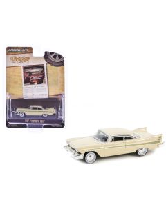 1957 Plymouth Fury Diecast Model Car Beige Gold Stripes Greenlight 1/64 Vintage Ad