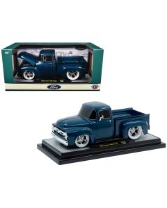 1956 Ford F-100 Pickup Truck 1/24 Diecast Model Car Blue Metallic Limited Edition M2 Machines