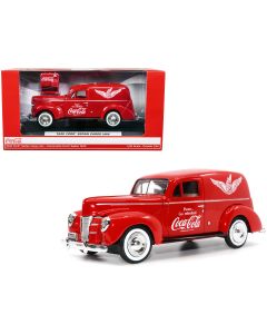 1940 Ford Sedan Cargo Van Diecast Model Car Red Coca-Cola Vending Machine 1/24