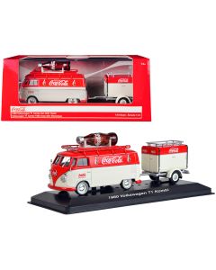 1960 Volkswagen T1 Kombi Van Coca Cola Red Cream 1/43 Diecast Model by Motorcity Classics
