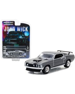 1969 Ford Mustang Boss 429 Diecast Model Car Gray Metallic Black Stripes 1/64 Greenlight