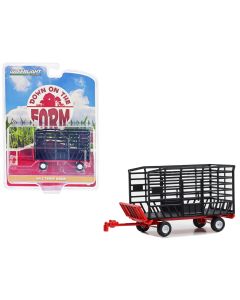 Bale Throw Wagon 1/64 Diecast Model Black Red Greenlight Down on the Farm Series 8