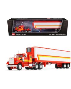 2023 White Western Star 4900 36 Vintage Flat Top Sleeper & Wilson 40' Diecast Trailer Red/White Stripes