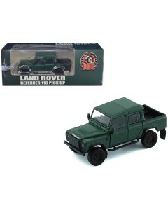 Diecast Model Car 1/64 Land Rover Defender 110 Pickup Truck Green Extra Wheels BM Creations