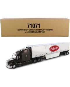 2023 Peterbilt 579 UltraLoft Truck Tractor & 53' Refrigerated Van Diecast Model, Black & Chrome