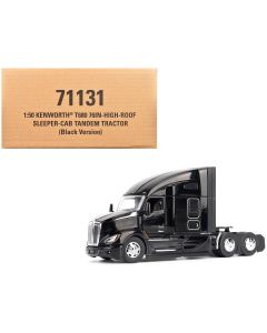 2023 Kenworth T680 76 High Roof Sleeper Cab Truck Tractor Diecast Model Black 1/50