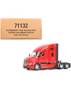 2023 Kenworth T680 76 High Roof Sleeper Cab Truck Viper Red 1/50 Diecast Model