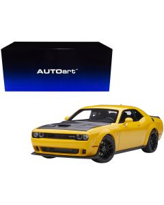 1/18 Dodge Challenger SRT Hellcat Widebody Yellow Jacket Satin Black Hood Model Car Autoart