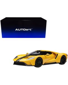 2017 Ford GT 1/18 Model Car Triple Yellow Black Stripes by Autoart