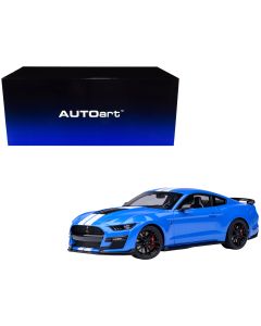 2023 Ford Mustang Shelby GT500 1/18 Model Car Grabber Blue White Stripes Autoart