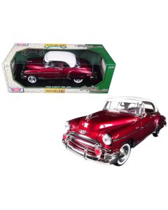 1950 Chevrolet Bel Air 1/18 Diecast Model Car Burgundy & White Roof by Motormax
