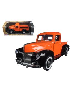 1940 Ford Pickup Truck Diecast Model Car Orange Timeless Classics 1/18 Motormax