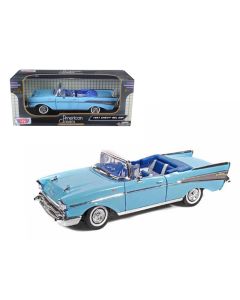 1957 Chevrolet Bel Air Convertible Diecast Model Car Light Blue 1/18 Motormax
