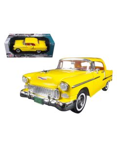 1955 Chevrolet Bel Air Convertible Soft Top Yellow Diecast Model Car 1/18 Motormax