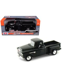 1955 Chevrolet 5100 Stepside Pickup Truck Black 1/24 Diecast Car Model Motormax