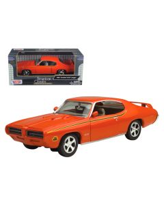 1969 Pontiac GTO Judge Diecast Model Car Orange with Stripes 1/24 Motormax