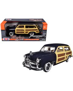 1949 Ford Woody Wagon Diecast Model Car Dark Blue 1/24 by Motormax