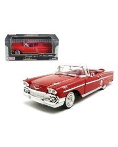 1958 Chevrolet Impala Convertible Red 1/24 Diecast Model Car Motormax