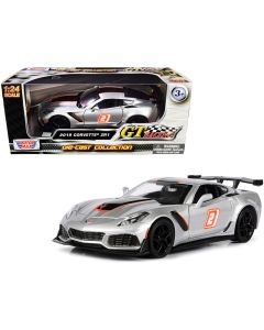 2019 Chevrolet Corvette ZR1 Diecast Model Car 1/24 Silver Black Orange Stripes Motormax