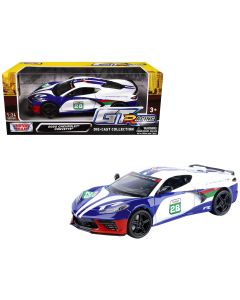 2020 Chevrolet Corvette #28 Diecast Model Car GT Racing 1/24 White Blue Graphics