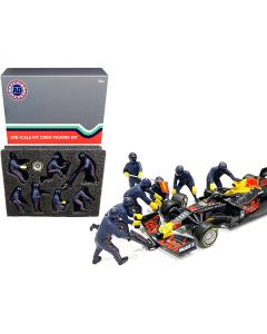 Formula One F1 Pit Crew Figurine Set Team Blue 1/18 Scale Models American Diorama