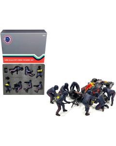 Formula One F1 Pit Crew 7 Figurine Set Team Blue 1/18 Scale Models American Diorama