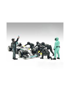 Formula One F1 Pit Crew 7 Figure Set Black Release III 1/18 Scale American Diorama