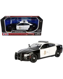 2023 Dodge Charger Pursuit LAPD Police Car 1/24 Diecast Model Black White Motormax