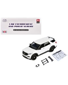 2022 Ford Police Interceptor Utility Unmarked White 1/24 Diecast Model Car - Motormax
