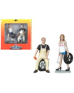 1/18 Meg and Derek Tire Brigade Figurine Set by Motorhead Miniatures