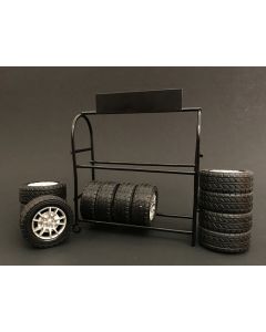 2023 Metal Tire Rack with Rims & Tires for 1/24 Scale Models - American Diorama
