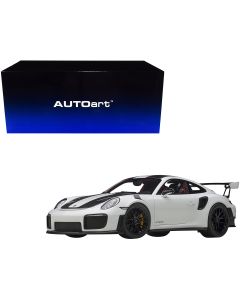 2018 Porsche 911 GT2 RS Weissach Package 1/18 Model Car White Carbon Stripes Autoart