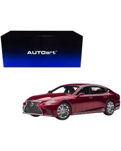 1/18 Lexus LS500h Model Car Morello Red Metallic Chrome Wheels Autoart