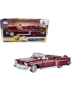 1958 Chevrolet Impala Convertible Lowrider Diecast Model Car 1/24 Red Metallic