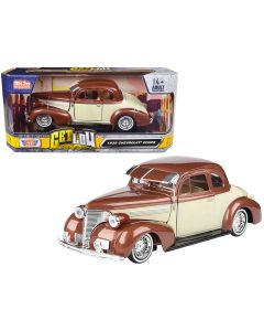 1939 Chevrolet Coupe Lowrider Beige Brown Metallic 1/24 Diecast Model Car Motormax