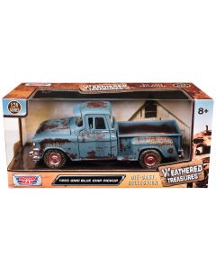 1955 GMC Blue Chip Pickup Truck Diecast Model Car 1/24 Matt Blue Rusted Weathered Treasures