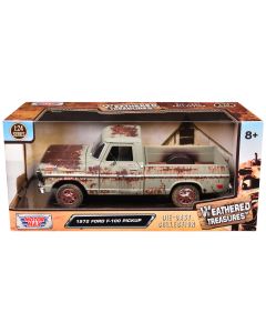 1972 Ford F-100 Pickup Truck Diecast Model Car 1/24 Beige Rusted Motormax