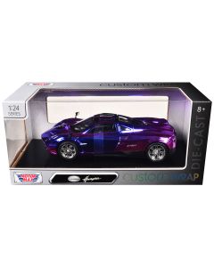 2023 Pagani Huayra 1/24 Diecast Model Car - Pink & Purple Chrome Custom Wrap by Motormax