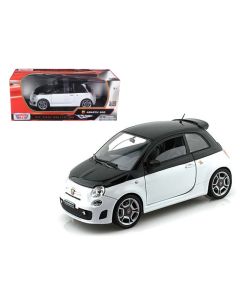 2018 Fiat Abarth 500 Diecast Model Car 1/18 White & Black Motormax